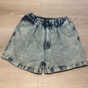 Washed Light Blue High-Rise Denim Shorts